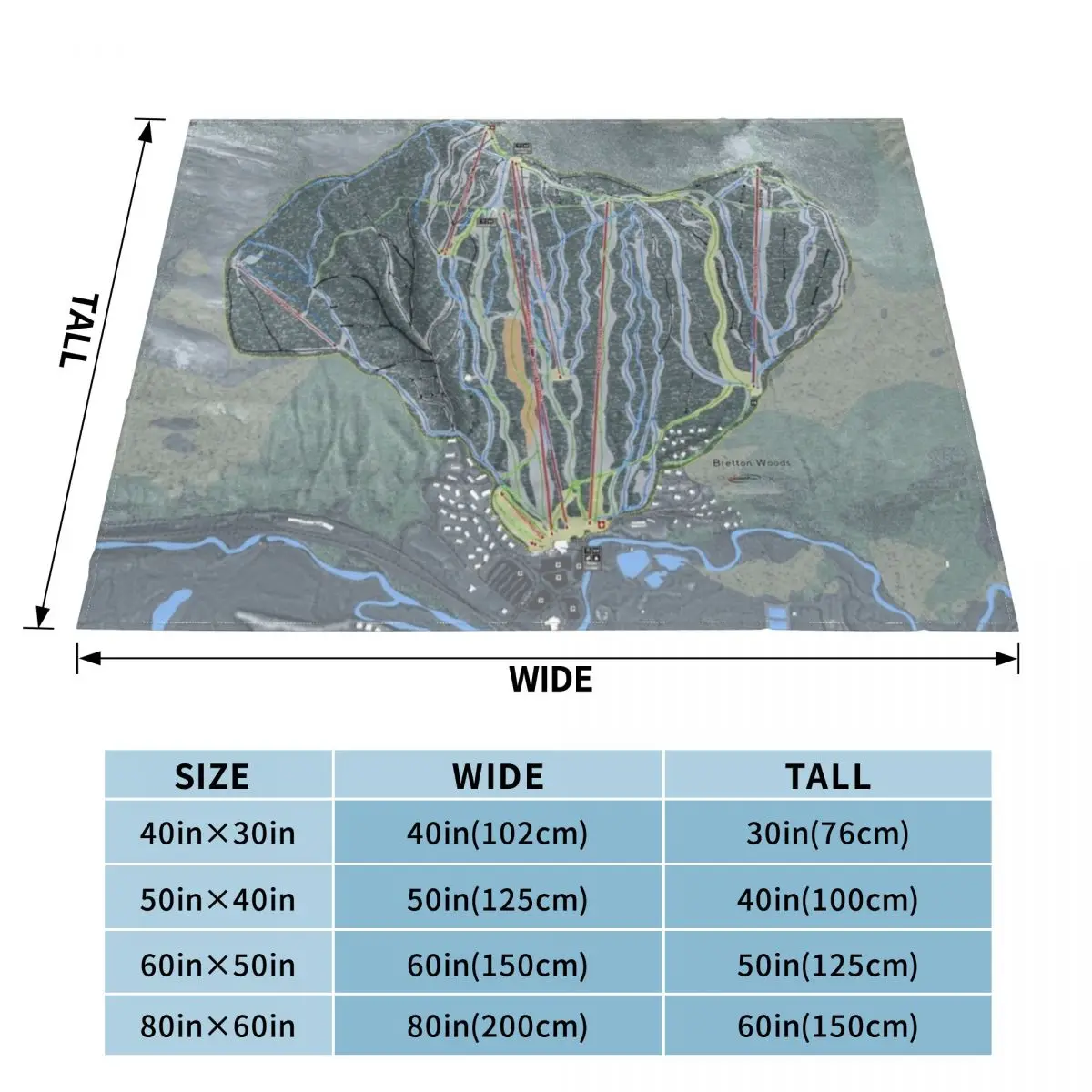 Bretton Woods Resort Trail Map Throw Blanket Giant Sofa Thins Blankets