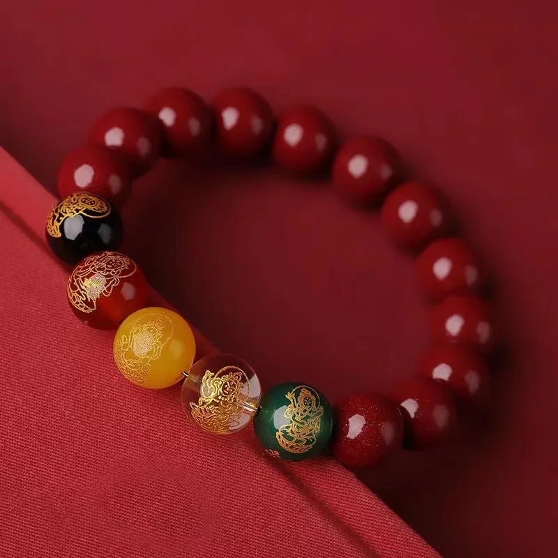 Five way God of Wealth Natural Purple Gold Sand Bracelet Aged Couple Bracelet Jewelry Gift Transfer Bear Bracelet