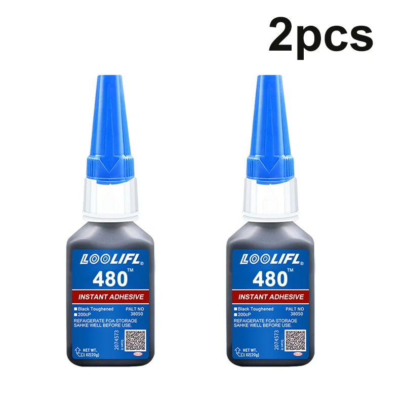 0,7oz-20gramm 480 Schwarzer, ultraschnell trocknender Cyanacrylat-Klebstoff für Kunststoff, Holz, Metall, Reifen, Gummischuhe und Reifenreparaturen, inklusive 1-25 Packungen Klebstofftuben