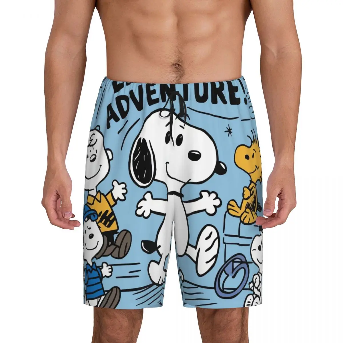 

Custom Manga Snoopy Woodstock Cartoon Dog Pajama Bottoms Men Lounge Sleep Shorts Drawstring Sleepwear Pjs with Pockets