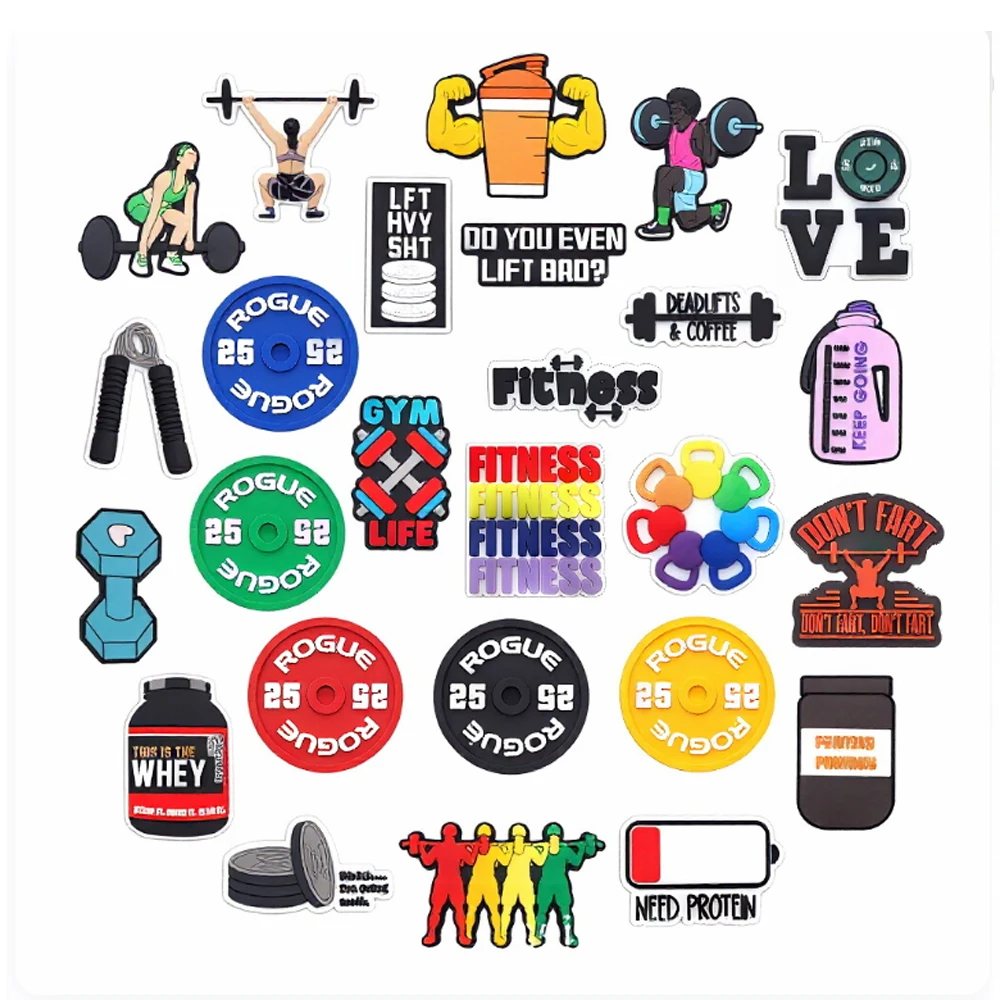 

Funny Fitness Shoe Charms, Gym Themed Silicone Clog Pins, Deadlifts Protein Barrel Shoe Decor for Workout Lovers Party Favors