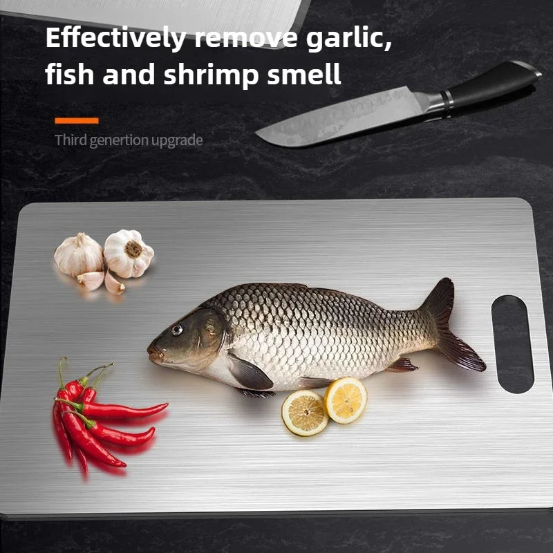 Commercial Grade 316 Stainless Steel Cutting Board Reversible 2-in-1 Antibacterial Non-Slip Kitchen Chopping Board for Food Prep