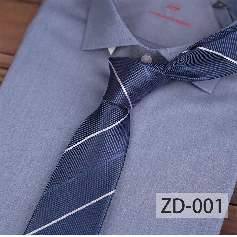 

In stock men's business suit 8cm wide hand tie stripe navy blue wine red professional shirt