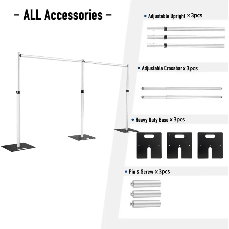 10x20FT Wedding Adjustable Crossbar Pipe&Drape Backdrop Stand portable Aluminum Stand for Mariage Balloon Decoration Party Decor