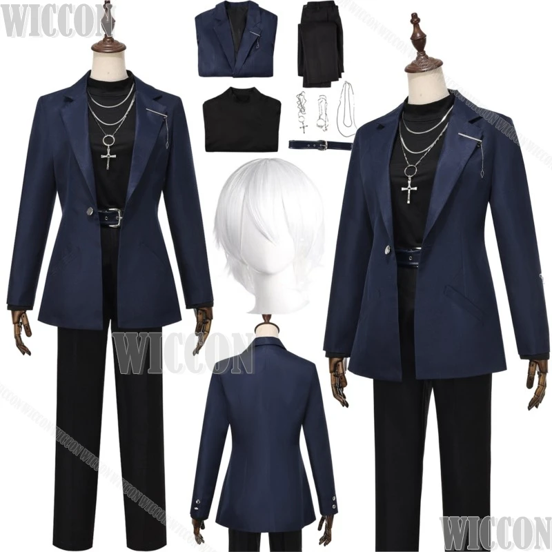 

Костюм для косплея Nechika Sama OVERDOSE Anime NEEDY GIRL, полный комплект: платье, белый парик, реквизит, ожерелье, набор для Хэллоуина и ролевых игр