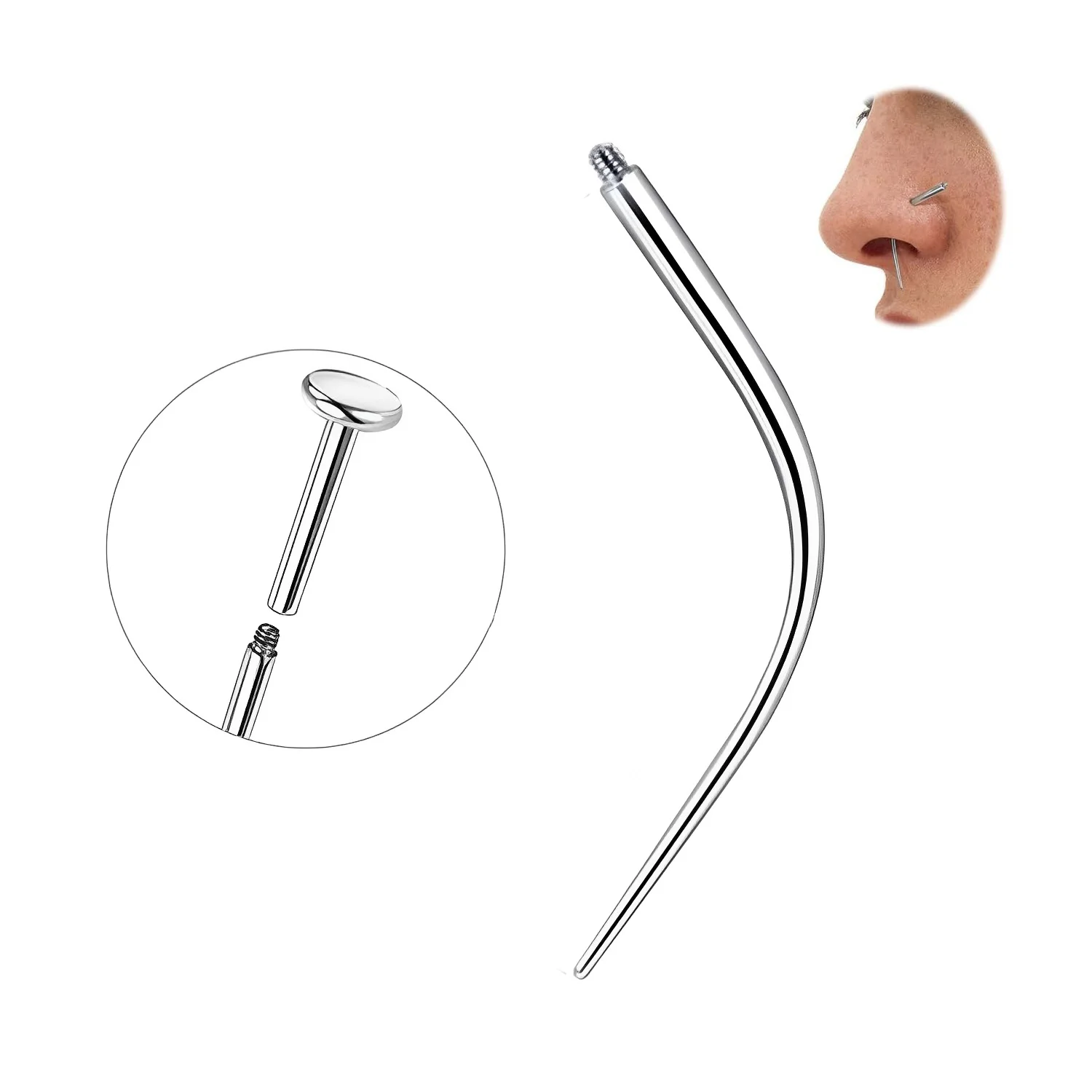 16G Piercing Taper Insertion Tool Threader Tool for Labret Tragus Helix Conch Cartilage Earring Lip Nose Studs Assistant Tool