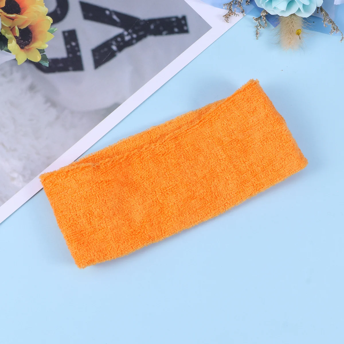 

Yoga Headband Microfibre Cotton Sweatband Adjustable for Women Reusable Makeup Wrap Spa Facial Running Hair Tie Orange