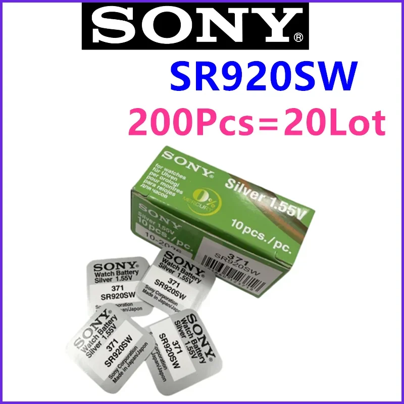 200PCS SR920SW Original For SONY AG6 371 LR920 SR927 171 370 L921 LR69 SR920 Button Batteries For Watch Toys Remote Cell Coin