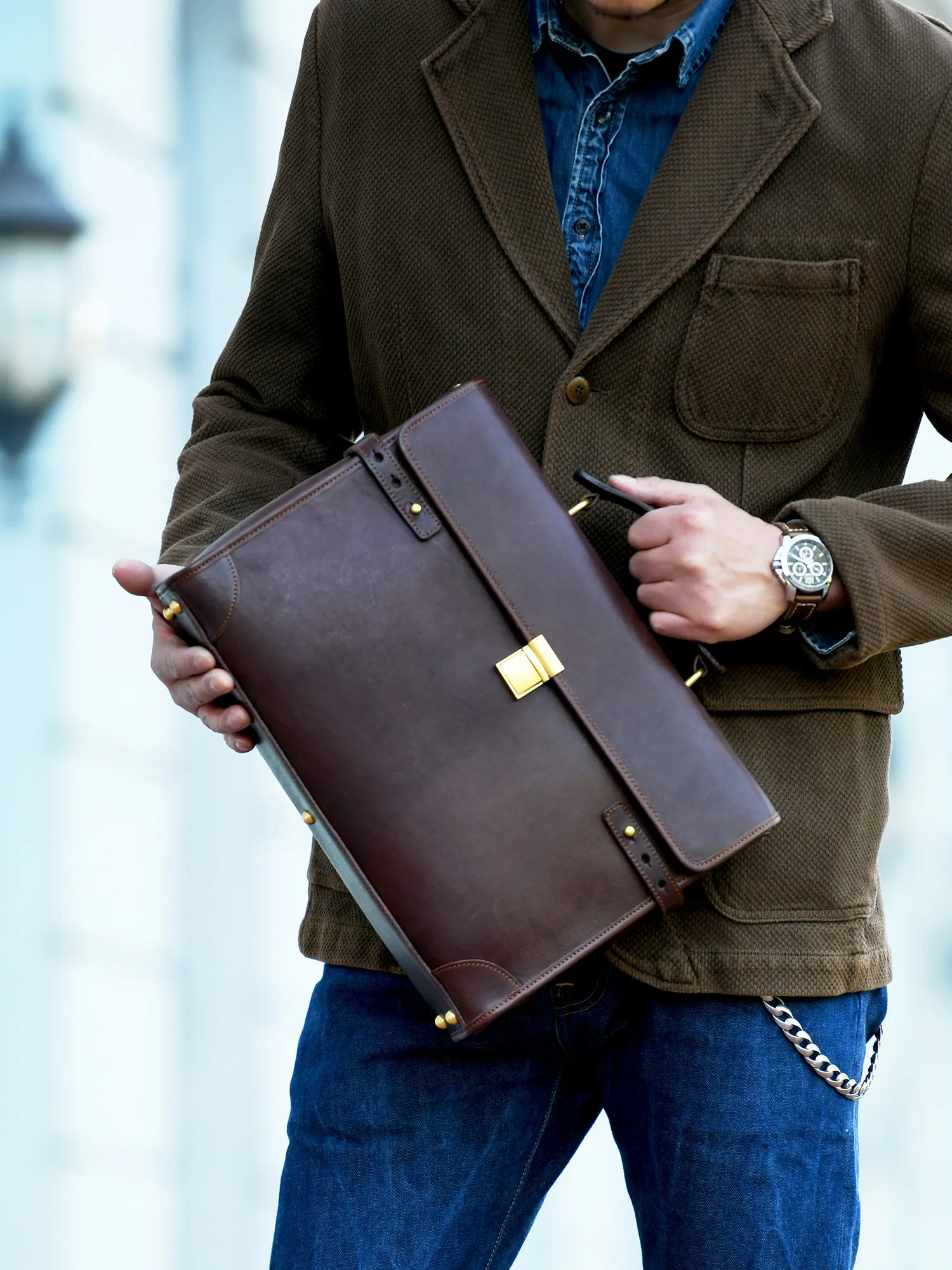 Business casual high-quality genuine leather men's women's briefcase fashion designer handmade cow leather computer handbags