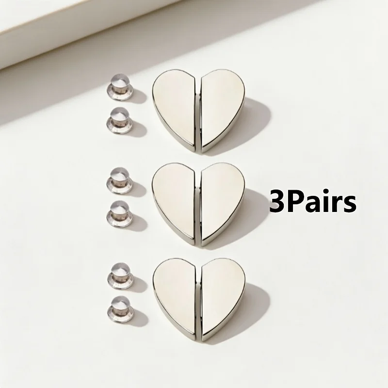 3Pairs Heart Shaped Magnetic Curtain Clips, Detachable Window & Shower Curtain Magnetic Buckle, Premium Metal Texture for Bathro