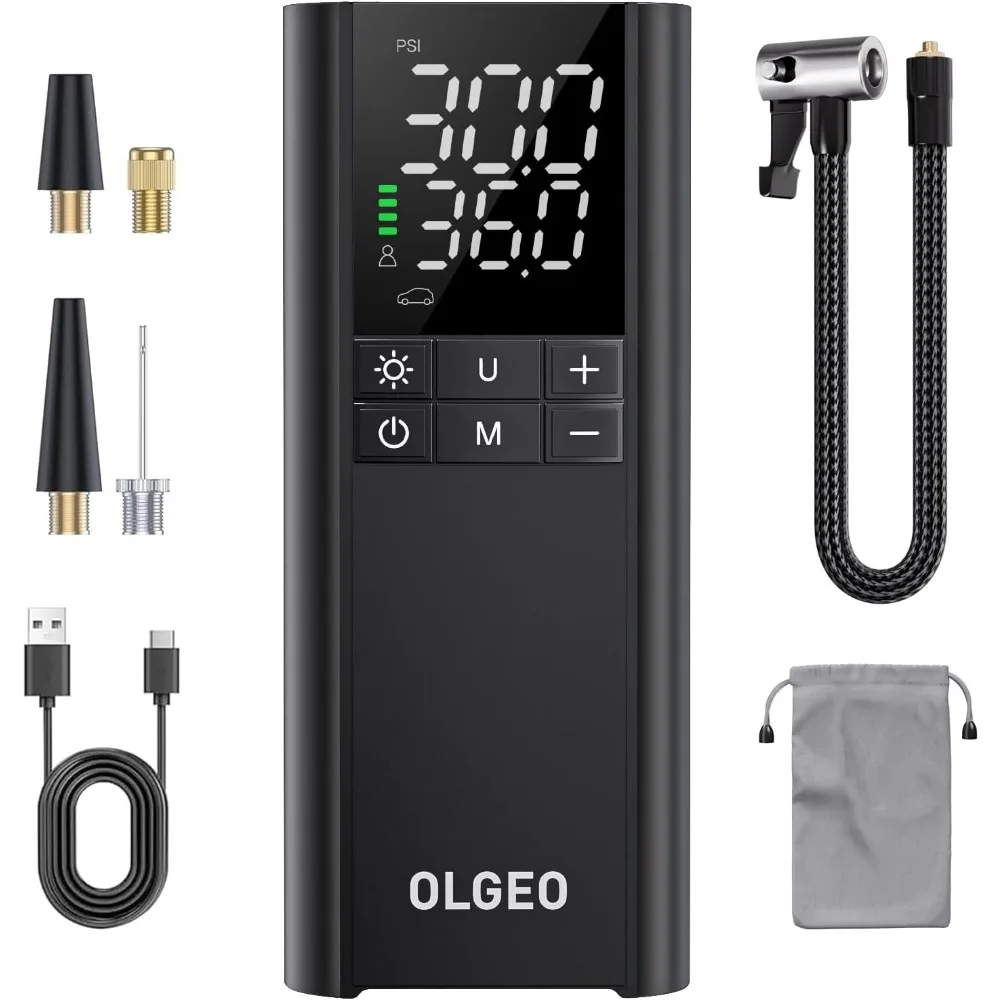 

Tire Inflator Portable Air Compressor, 170PSI Cordless Air Pump, 4X Faster Air Compressor with Pressure Detection, One Click