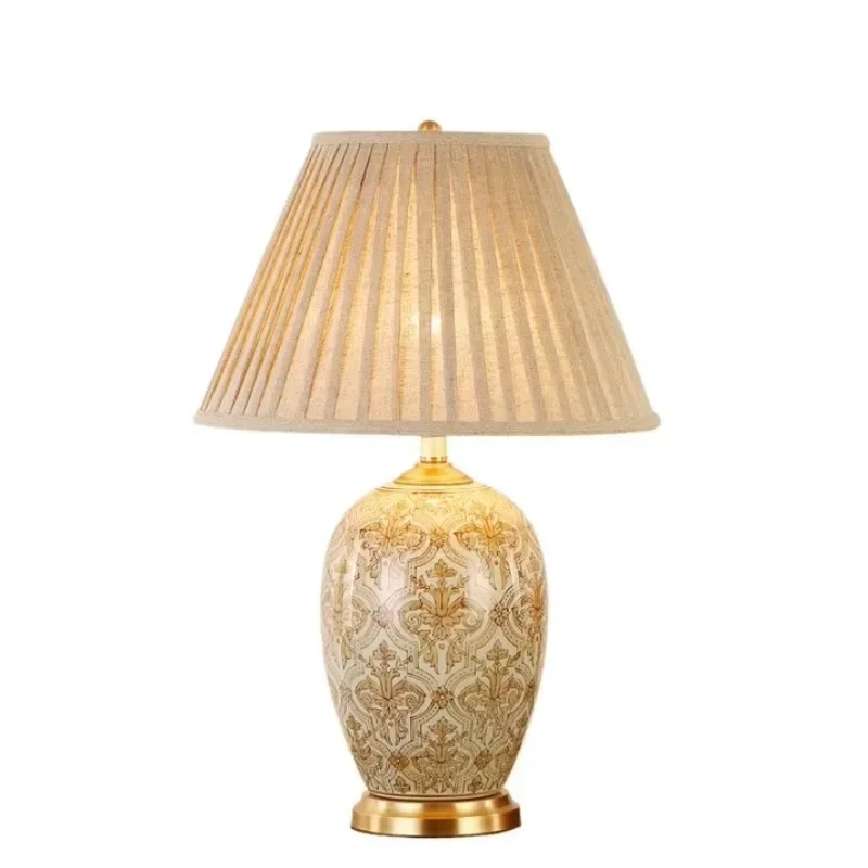 

New Gold Home Decoration Brass Light Luxury Modern Ceramic Table Modern Lighting