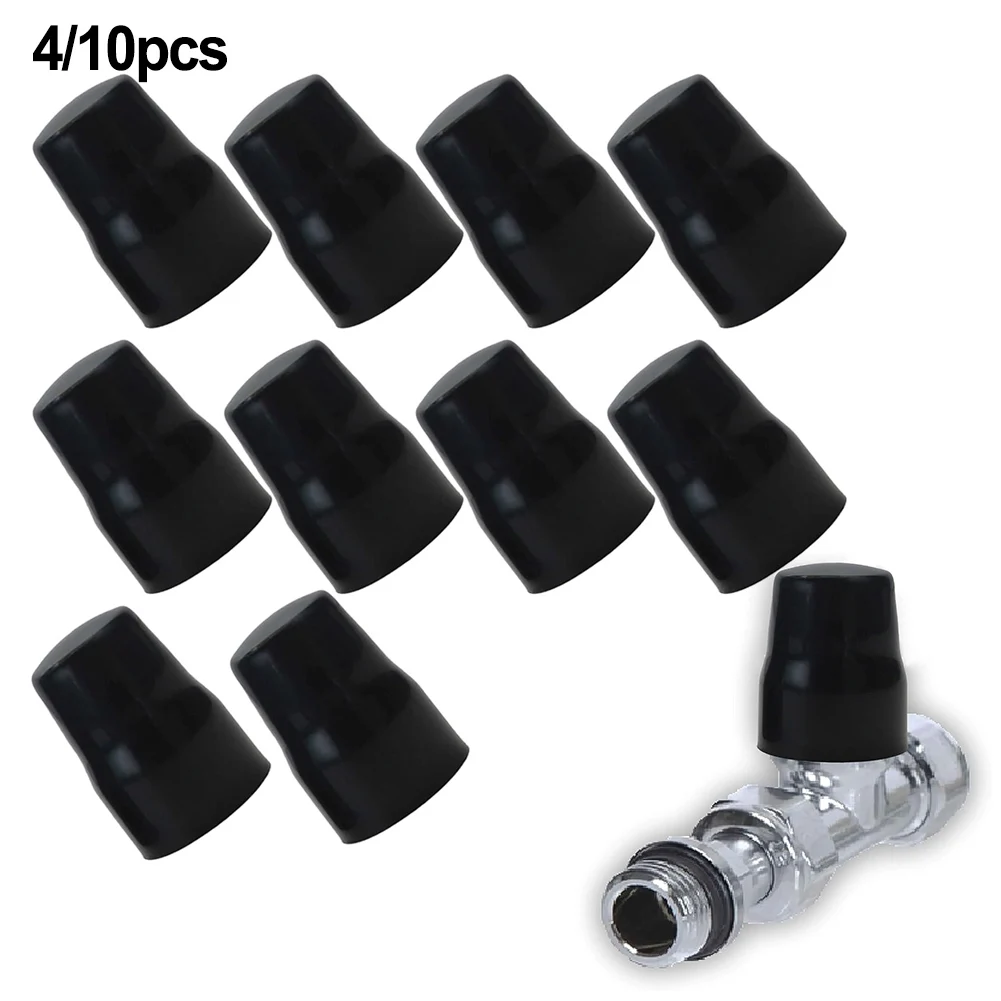 4-10pc Radiator Valve Cap Radiator Valve Cap Easy Push-Fit Replacement Valve Cover Black Secure And Reliable Connection Home