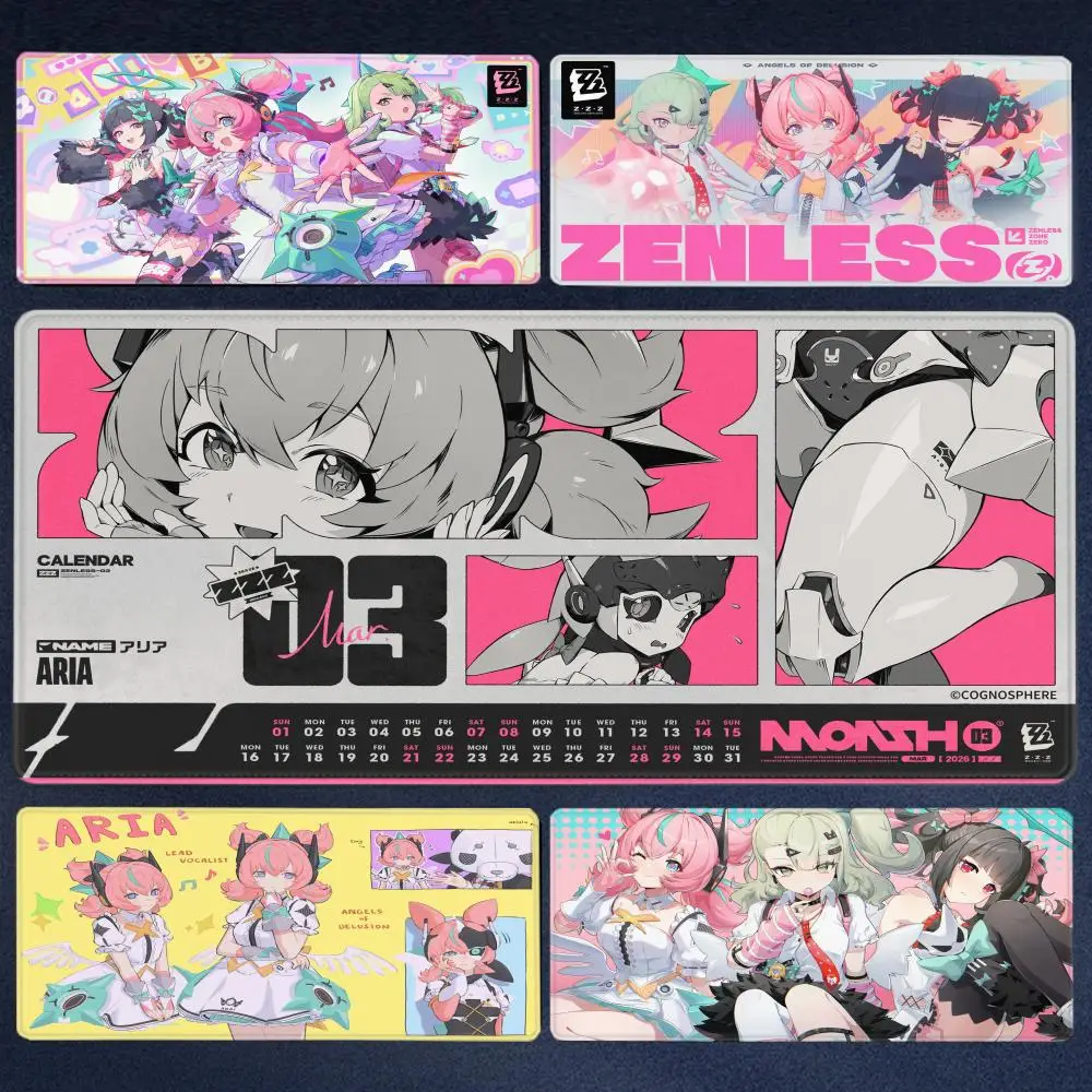 

XXL Cute Zzz Aria Mouse Mat Anime Girl Chinatsu Desk Mat Zenless Zone Zero Angels of Delusion PC Gaming Mousepad Large Size
