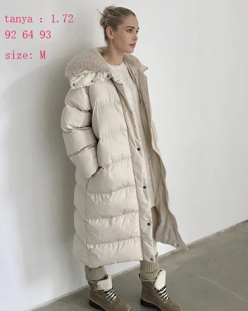 2024 Women Winter Fur Collar coat Stylish Thick Warm Long Parkas Black Ivory Grey