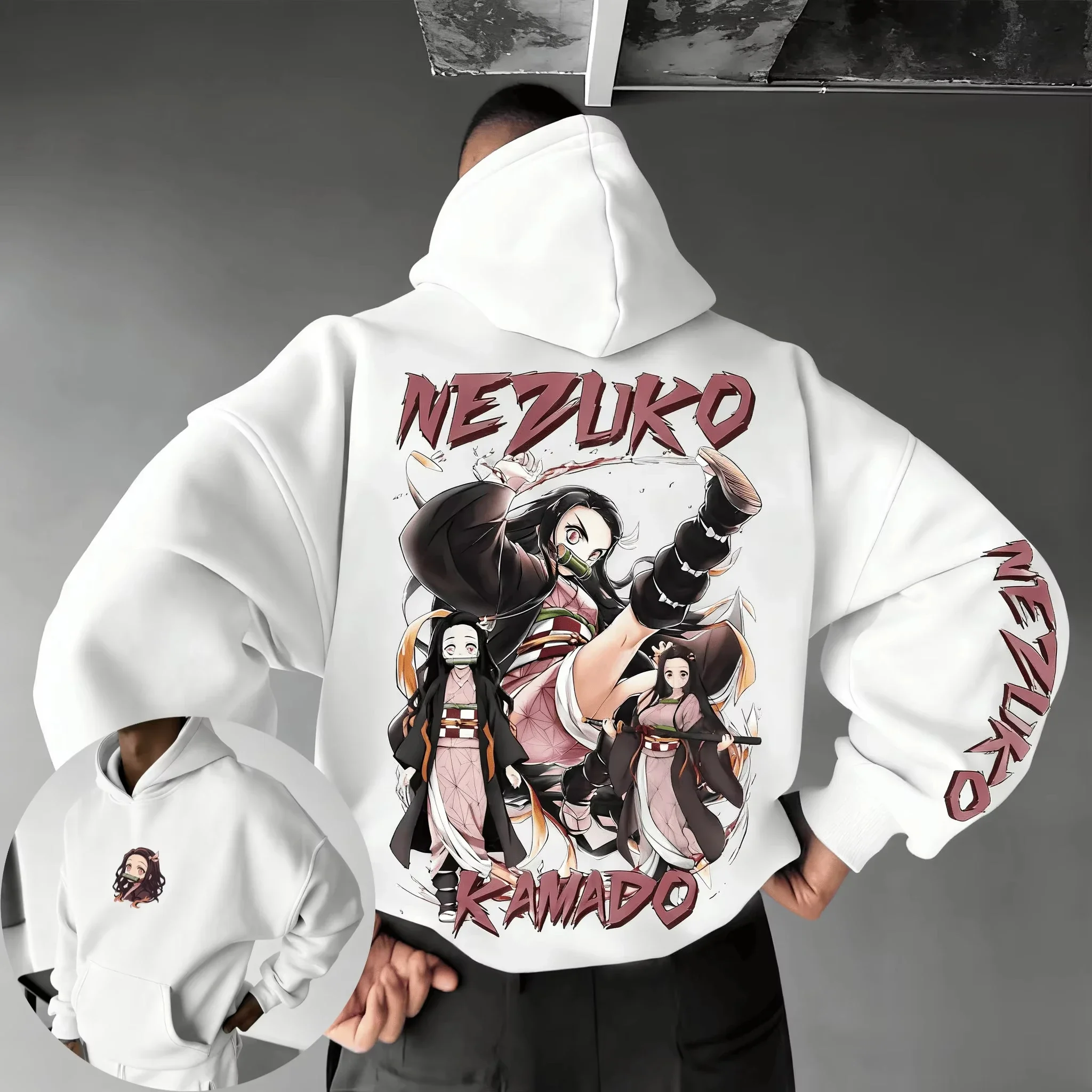 شيطان القاتل 2026 جديد حار Nezuko Kamado أنيمي هوديي البلوز المرأة الشارع الشهير بلايز عادية الكرتون طباعة ربيع الخريف الموضة #5