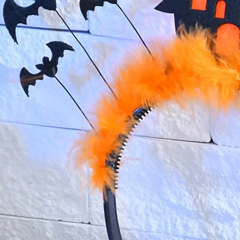 M6CD Scary Halloween Bat Hoofdband met veren Feestkleding Cadeau voor jongens meisjes