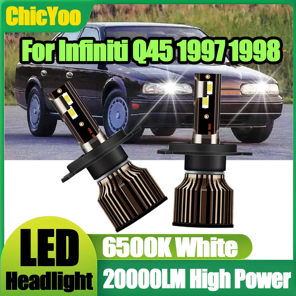 

2PCS H4 LED Headlights 3570 CSP Chips Plug and Play 20000LM Headlamps 6500K White Car Headlamps 12V For Infiniti Q45 1997 1998