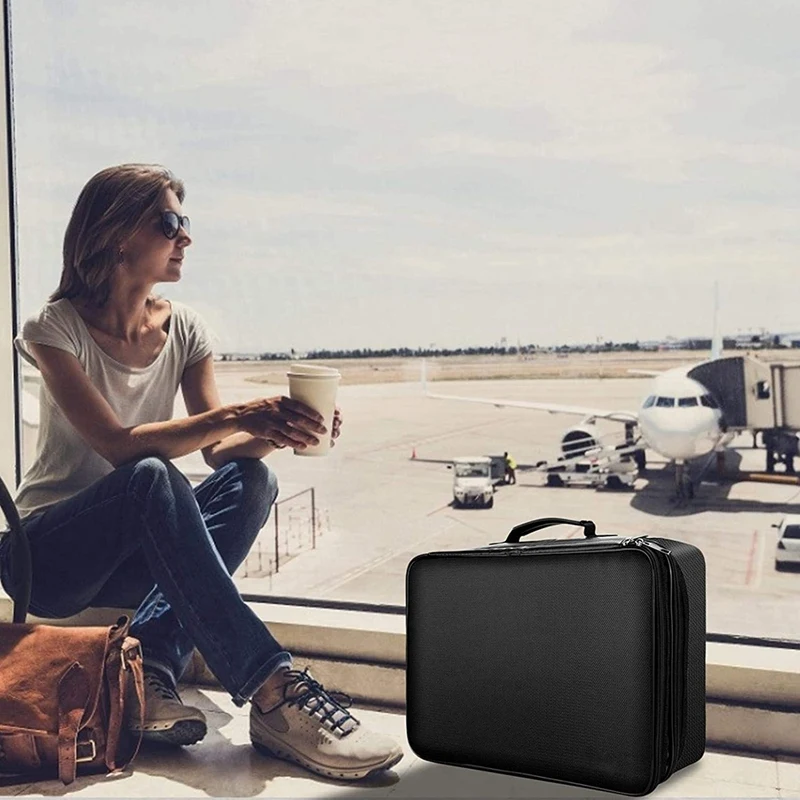 Fireproof 3-Layer File Storage Box With Waterproof Zipper Portable Fireproof Safety Box For Important Documents