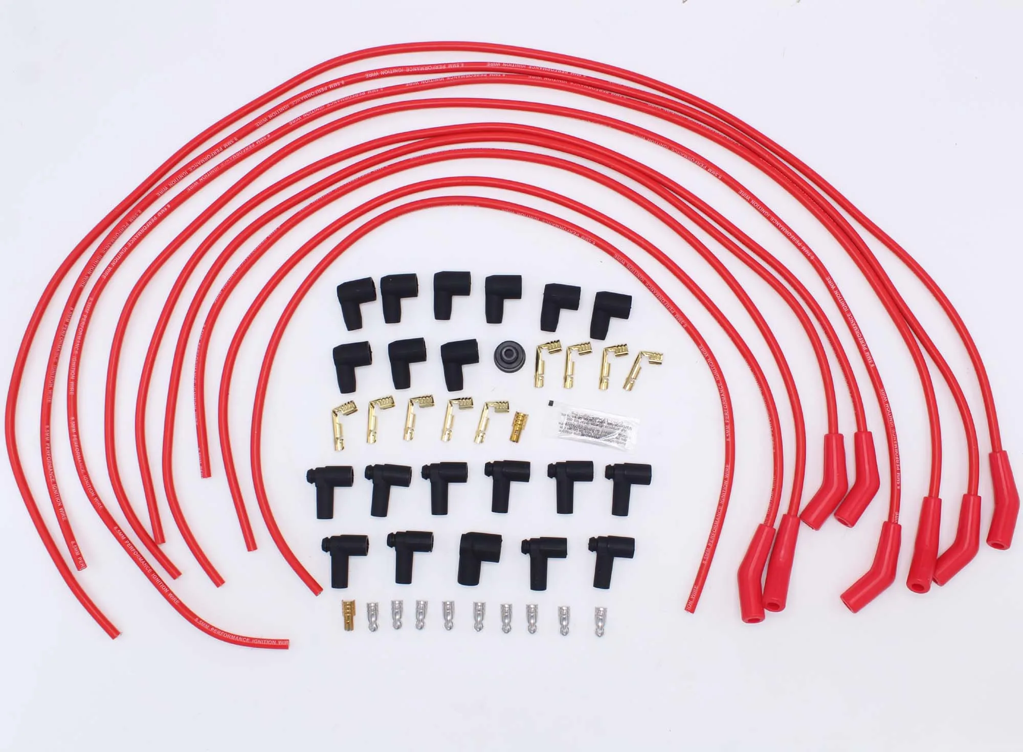 FOR CHEVY FORD MOPAR 8.5MM RED UNIVERSAL 135 / 45 DEGREE HEI SPARK PLUG WIRES FRD823R VA0363
