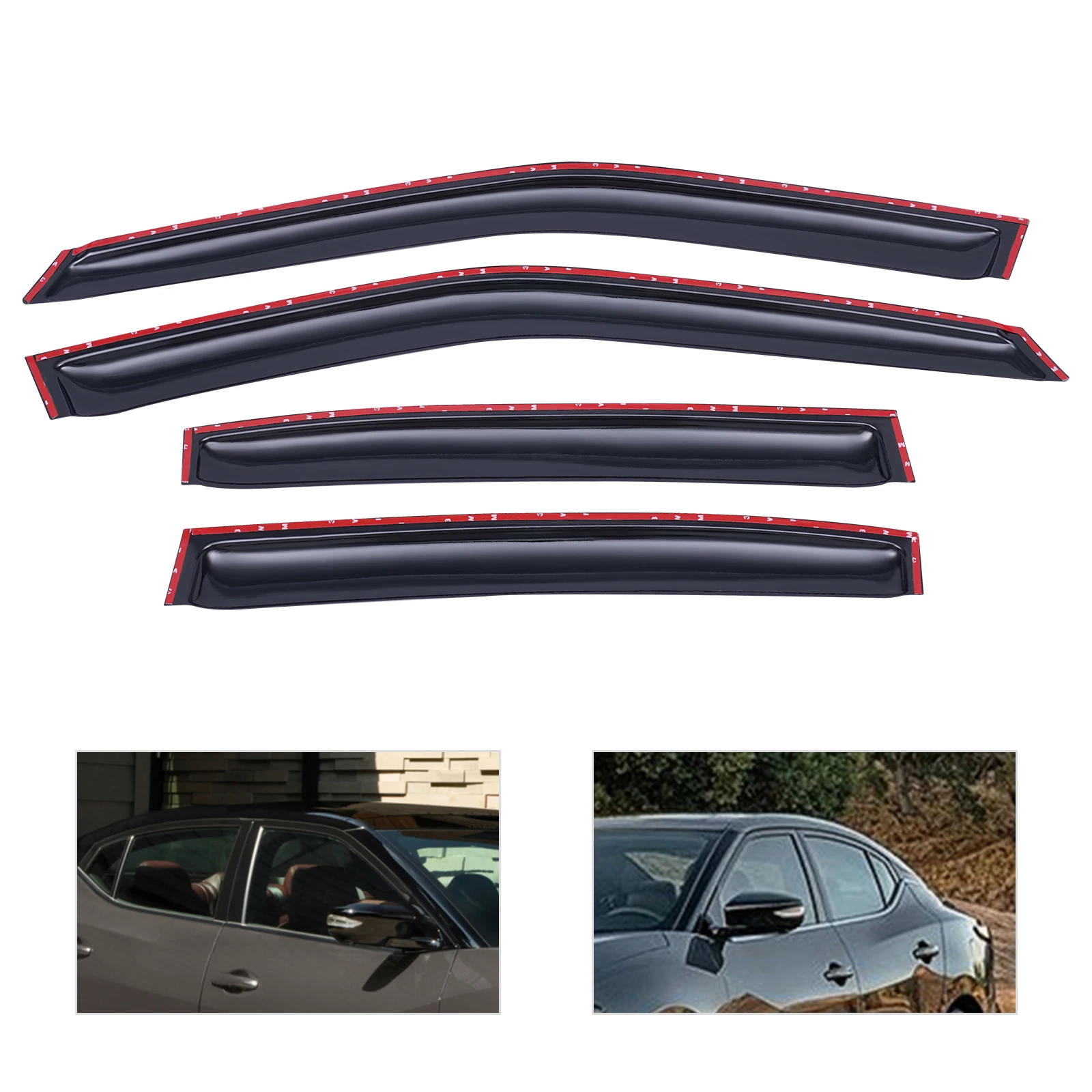 4 Pieces Window Vent Visor Sun Rain Deflector Guard For 2016-2022 Nissan Maxima Black Acrylic