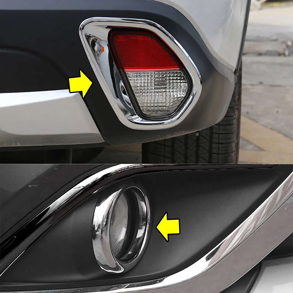 

Accessories For 2015-2020 Mitsubishi Outlander Chrome Front Rear Fog Light Lamp Bezel Trim Mouldings Car Sticker