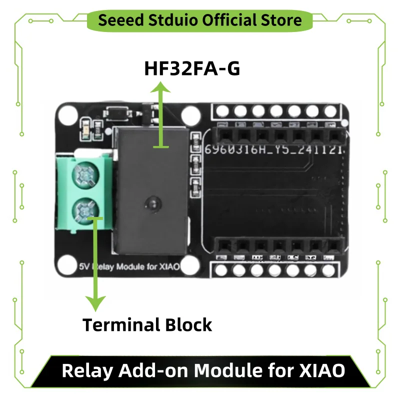 Relay Add-on Module for Seeed Studio XIAO and QT Py,  HF32FA-G relay up to10A/250VAC