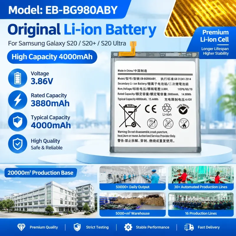 EB-BG980ABY Battery  For S20 4G Replacement Large Capacity  Cobalt Acid Lithium Mobile Phone Battery Wholesale