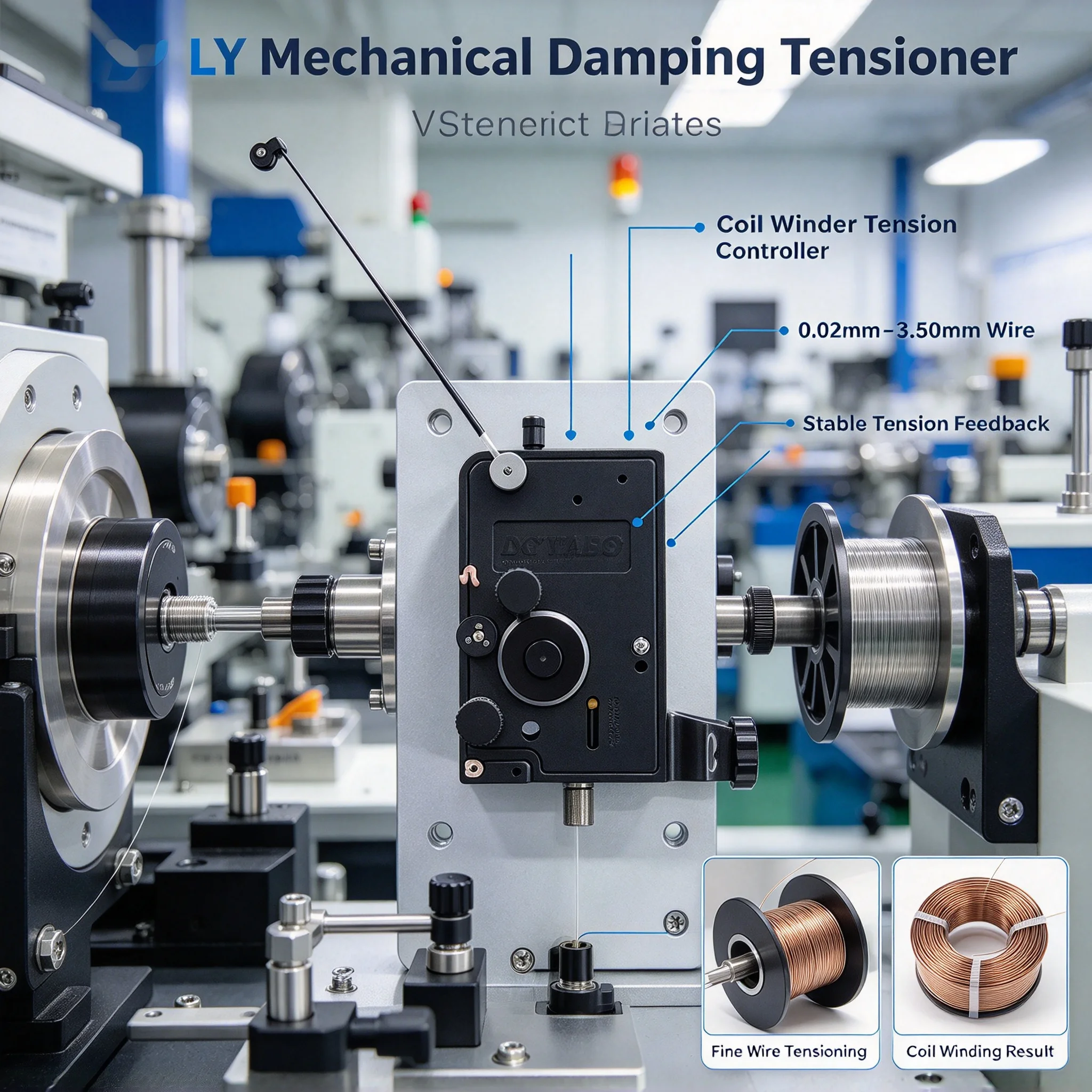 LY Mechanical Damping Tensioner, Coil Winder Tension Controller, 0.02mm-3.50mm Wire, 2g-25000g Tension Range