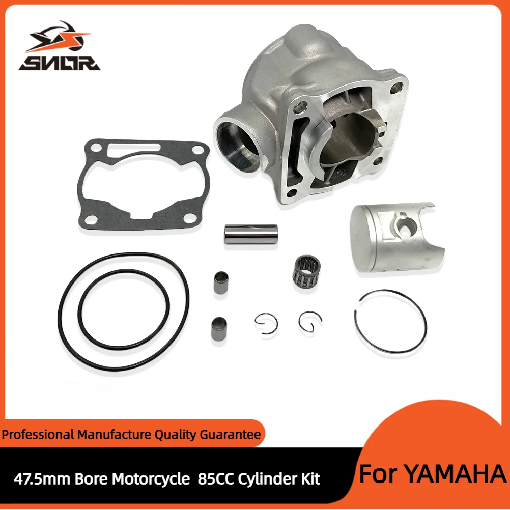 SNOR 85CC 47,5mm de diámetro Kit de cilindro de motocicleta bloque de cilindro juego de juntas de anillo de pistón para YAMAHA YZ80 YZ85 2 piezas de motor en Stock