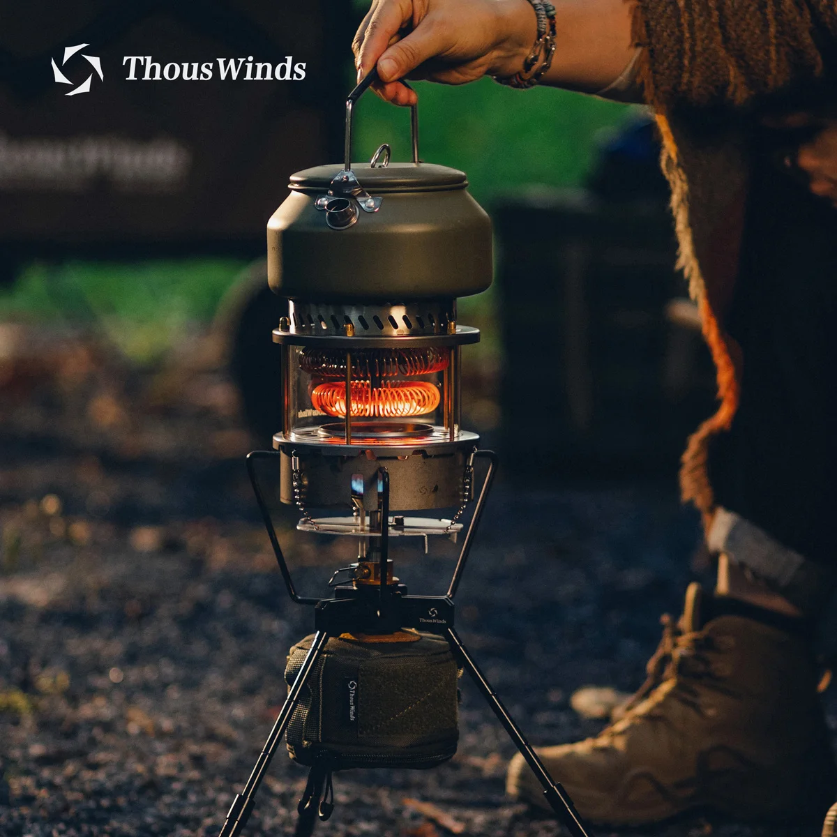 Thous Winds Camping Gas Tank Stove Base Holder, Gas Tank Stabilizer Shelf Stand, Gas Canister Tilting Prevention Tripod Stand