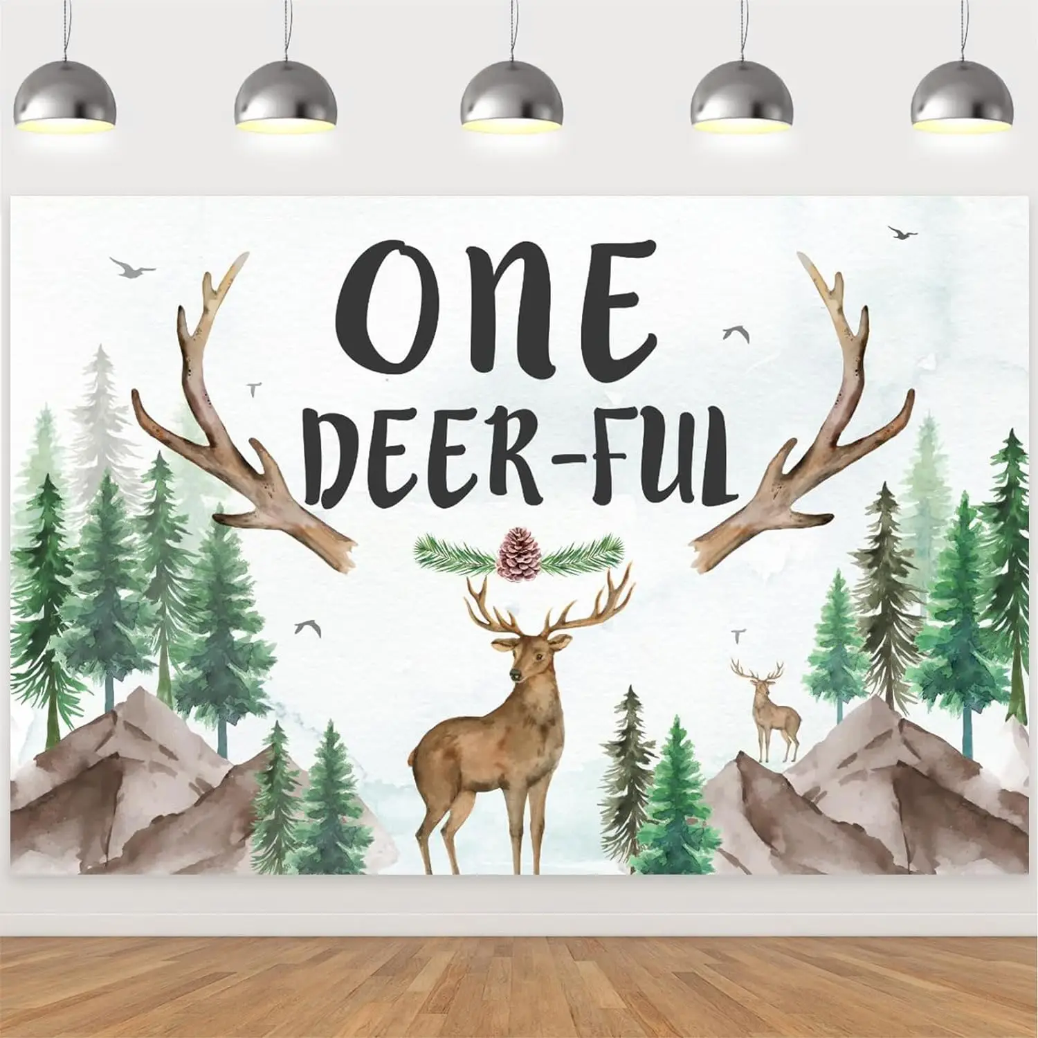 Deer First Birthday Decor One Deer-Ful Backdrop Banner Buck 1st Birthday Photography Photo Studio Props Woodland Party Supplies