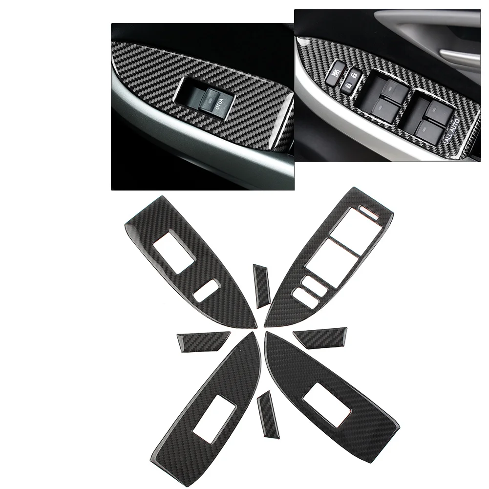 8Pcs RHD Car Door Window Lift Switch Panel Cover Decorative Sticker Trim For Toyota Prius 2012 2013 2014 2015