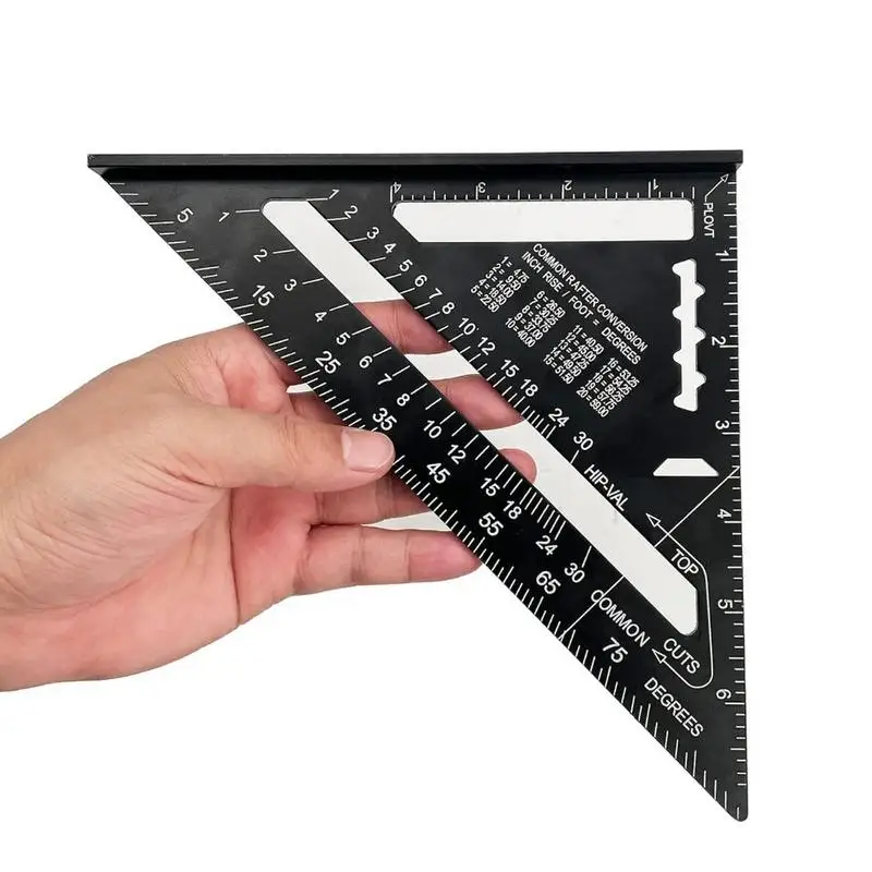 7/12 Inch Rafter Square Aluminum Alloy Double Scale Triangle Ruler for Woodworking Carpentry Measurement Tool