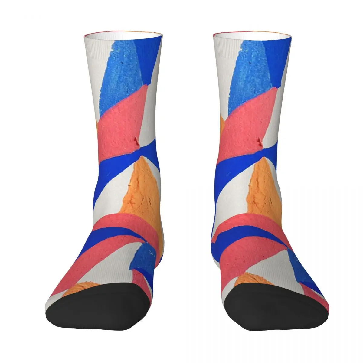 Red Orange Blue Triangle Painting Socks Harajuku High Quality Stockings All Season Long Socks for Man's Woman's Birthday Present