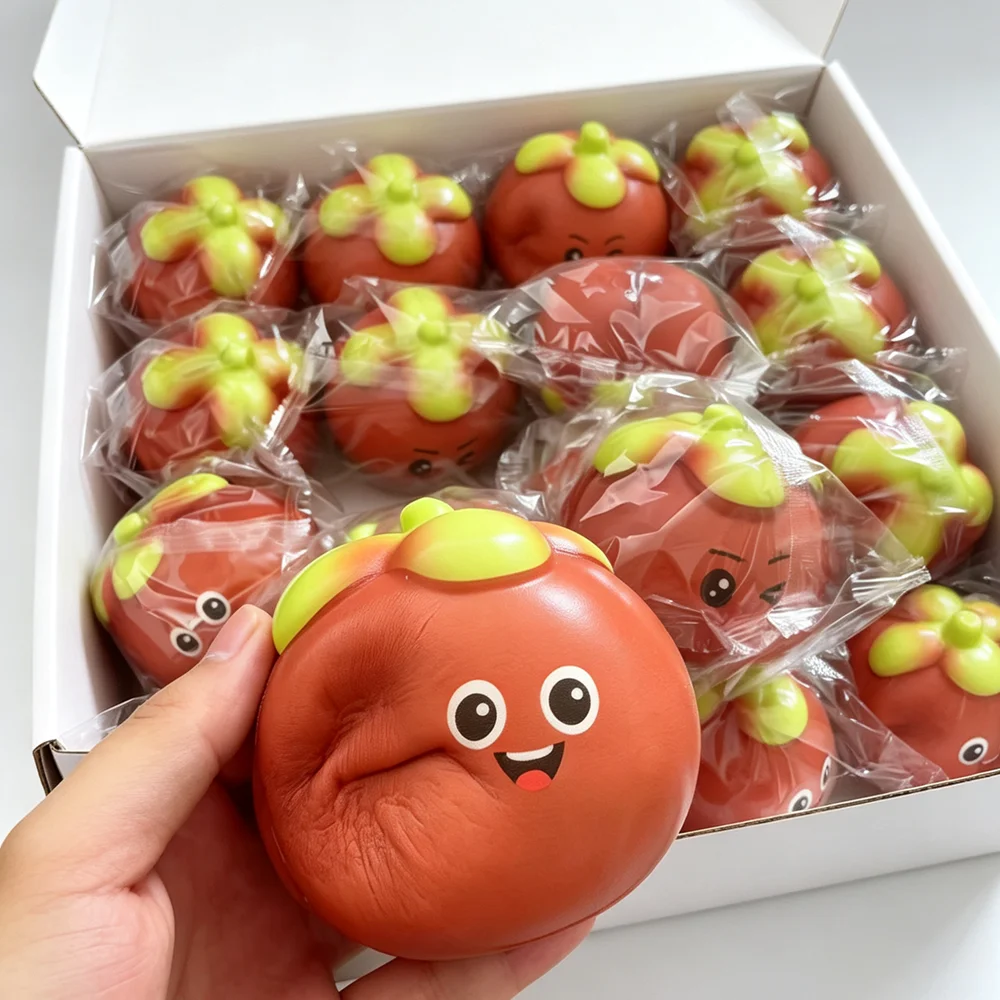New Vegetables And Fruits Stress Ball Squishy Elastic Mangosteen Funny Decompression Stress Anxiety Relief Game Squeeze Prank