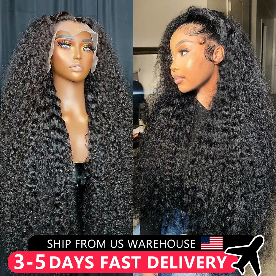 Deep Wave 13x4 13x6 Transparent Lace Front Human Hair Wig Kinky Curly 200% Water Wave Lace Frontal Wigs For Woman Pre Plucked