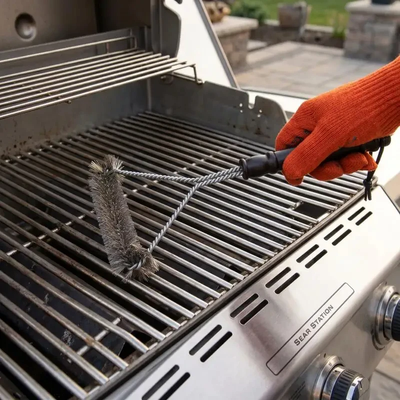 Brosse de nettoyage pour barbecue, outil de nettoyage en acier inoxydable, poils antiadhésifs, brosses de nettoyage pour accessoires de barbecue
