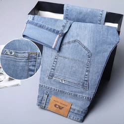 Nieuw In Heren Straight Jeans Zomer Dunne Casual Stretch Fashion Business Casual Denim Broek Rechte Klassieke Herenbroek