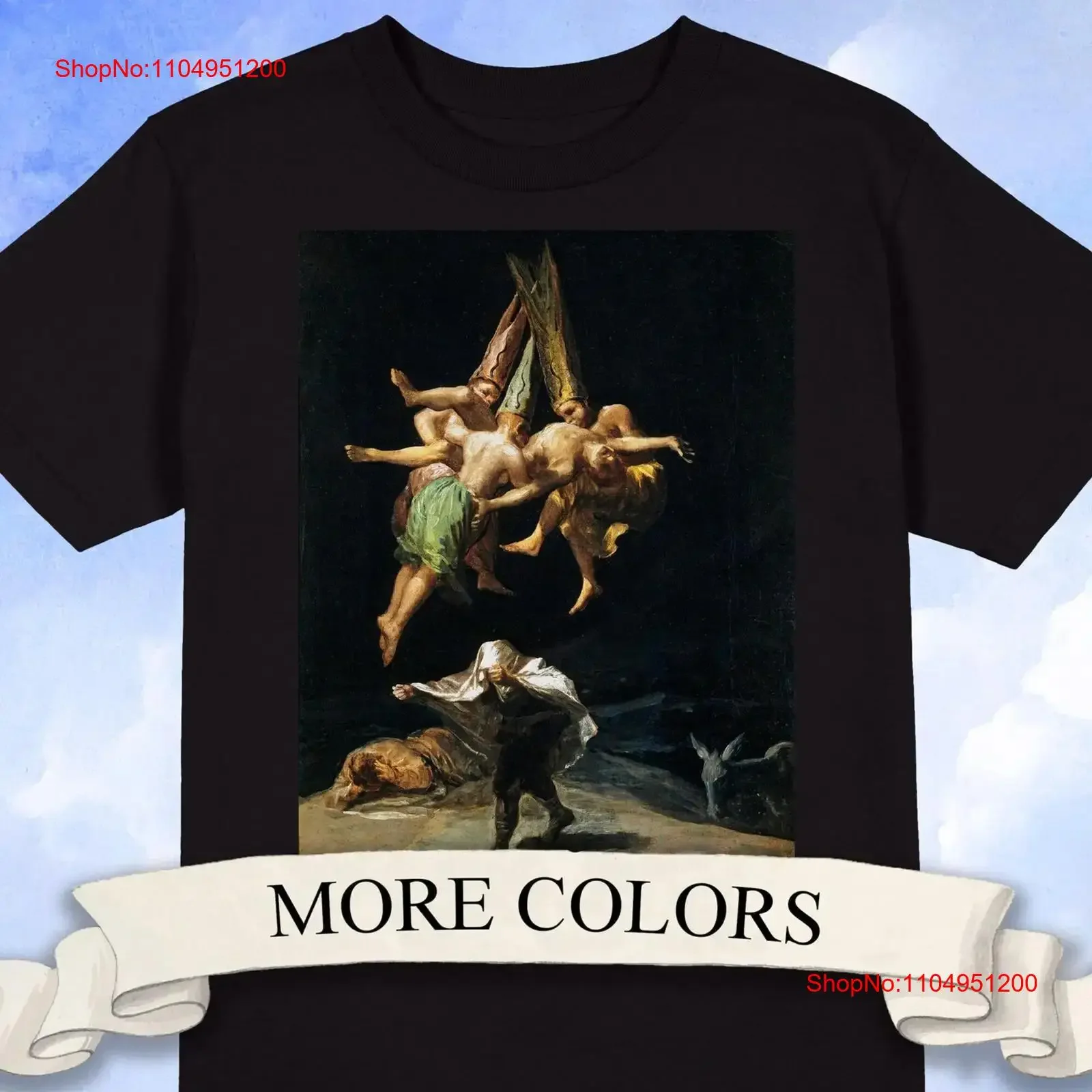 

Francisco Goya Witches' Flight T Shirt Horror vintage Washed Unisex homme streetwear Casual Stretched Soft fashion Stylish