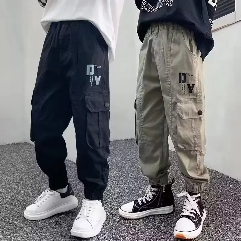 Fashion Boy Cargo Pants Children Casual Cotton Sweatpants Three-dimensional High Visibility Sports Pants Children's Clothing New