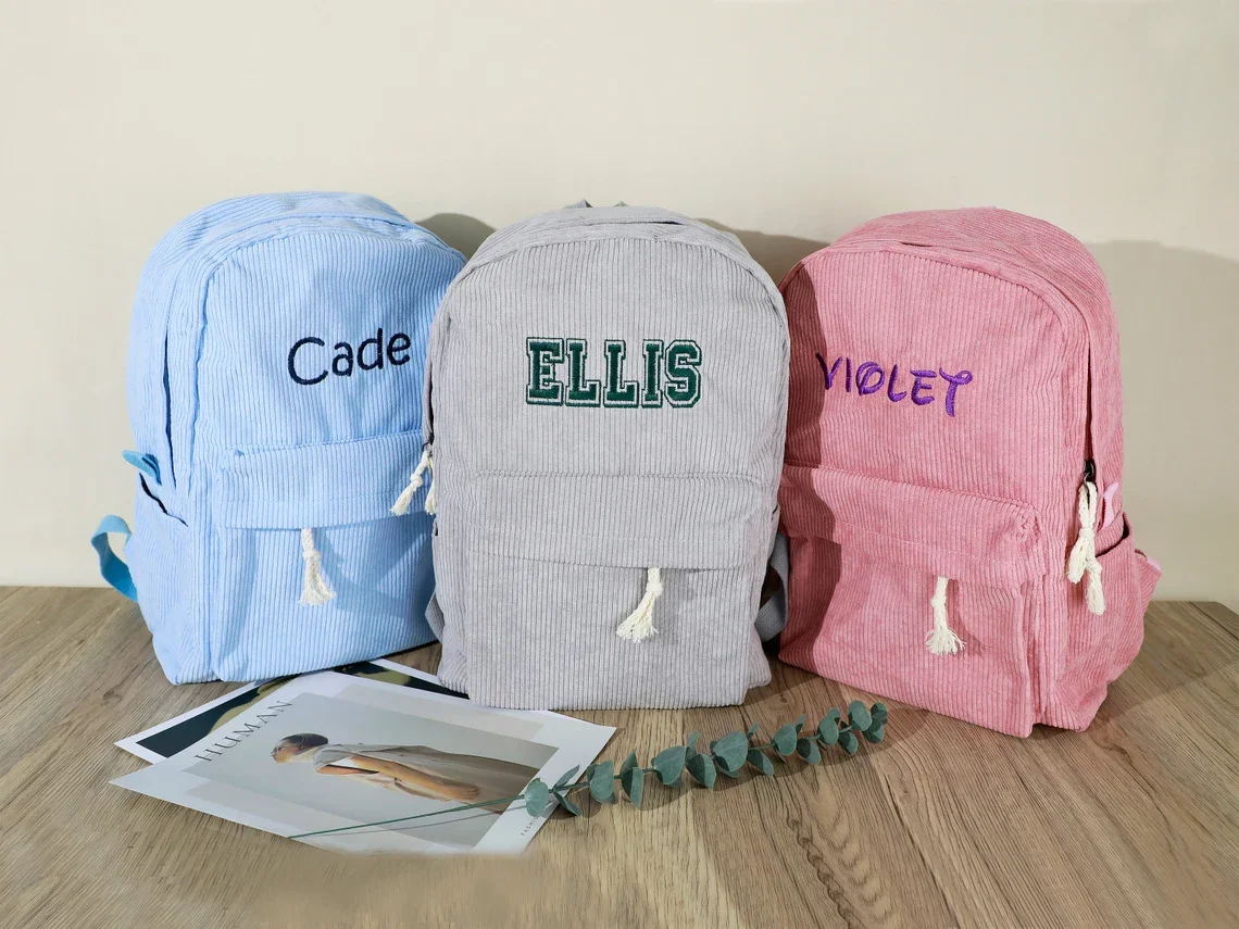 Personalized Kids Canvas Backpack, Custom Baby Backpack, Monogram Toddler Backpacks, Preschool Book Bag, Cute School Bookbag