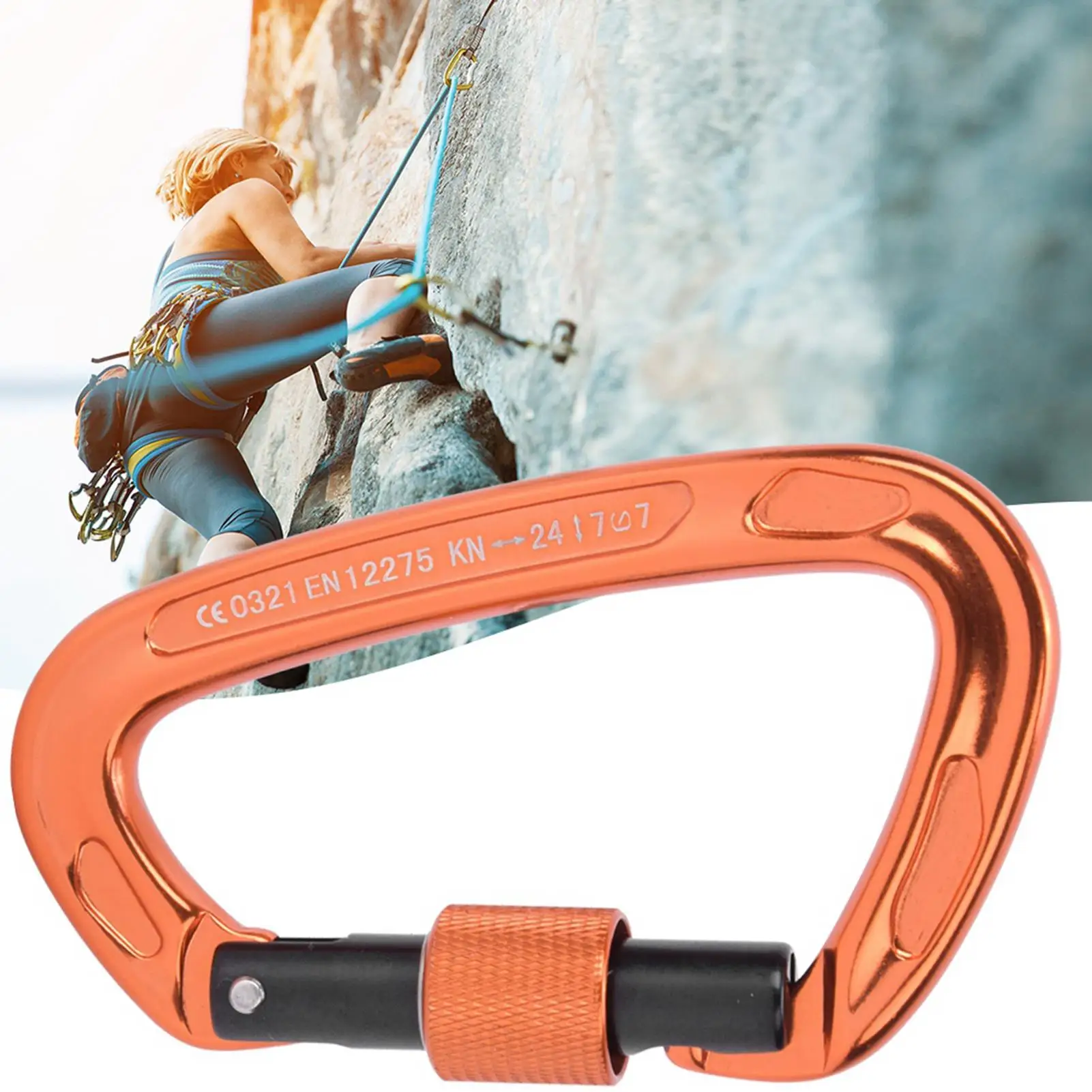 7075 Aluminum Carabiner D-Shaped Locking Clip - Anti-Slip  Buckle for climbing & Camping Gear