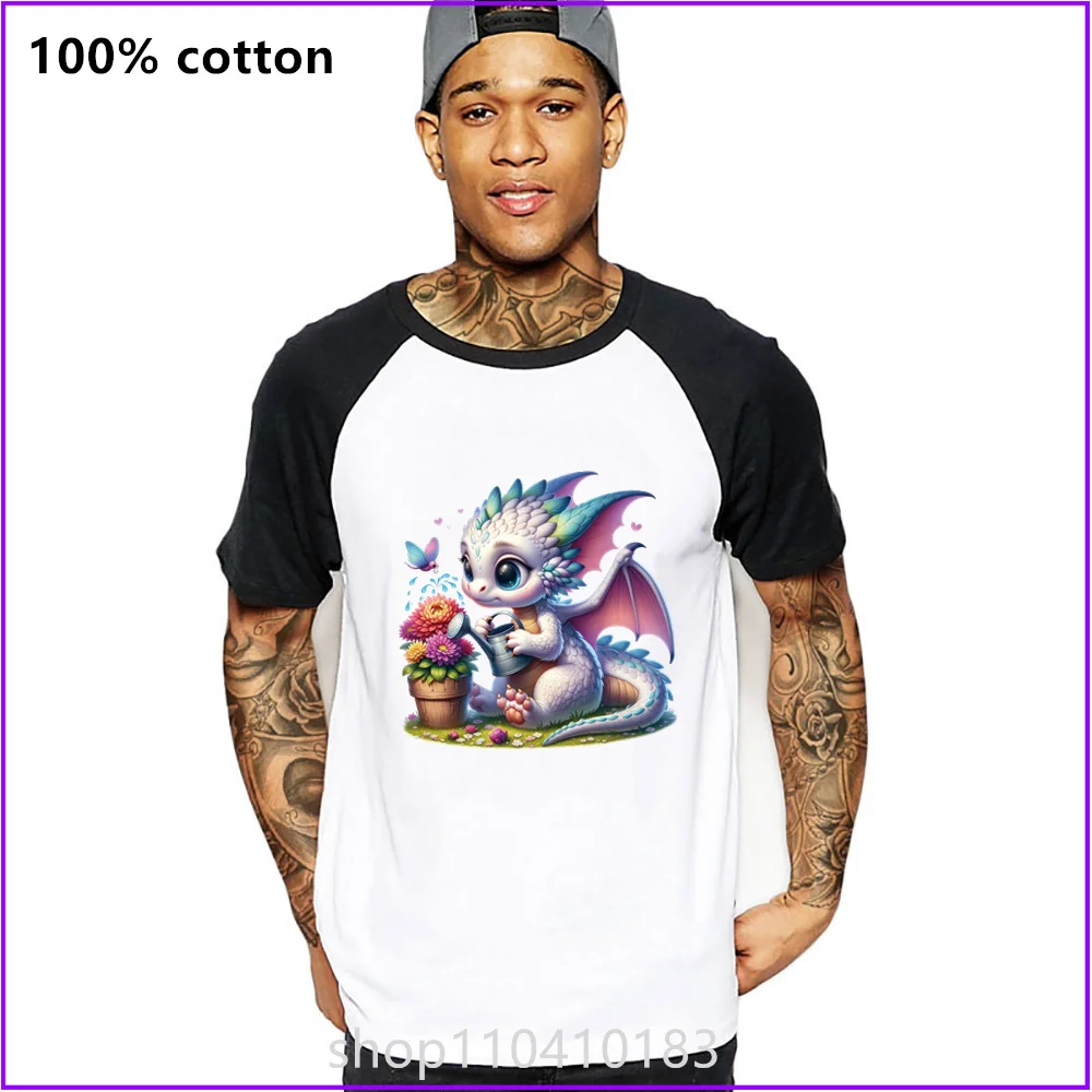 Cute Dragon Flower Sja1398 T Shirts For Men'S Women Tshirt T-Shirt Running Printed Drop Shoulder High Quality Work Couple Tracks