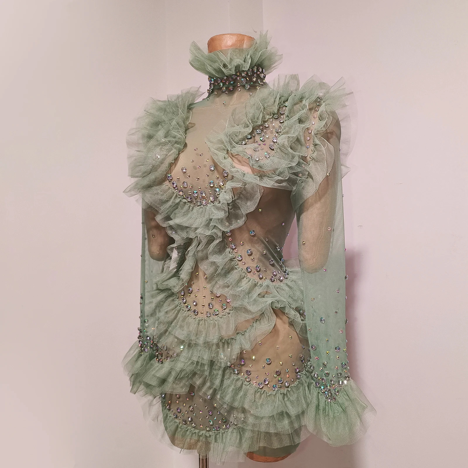 Adaçayı Yeşili Fileli Fırfırlı - Women'S Green Formal Wear incelemesi ve fiyatı
