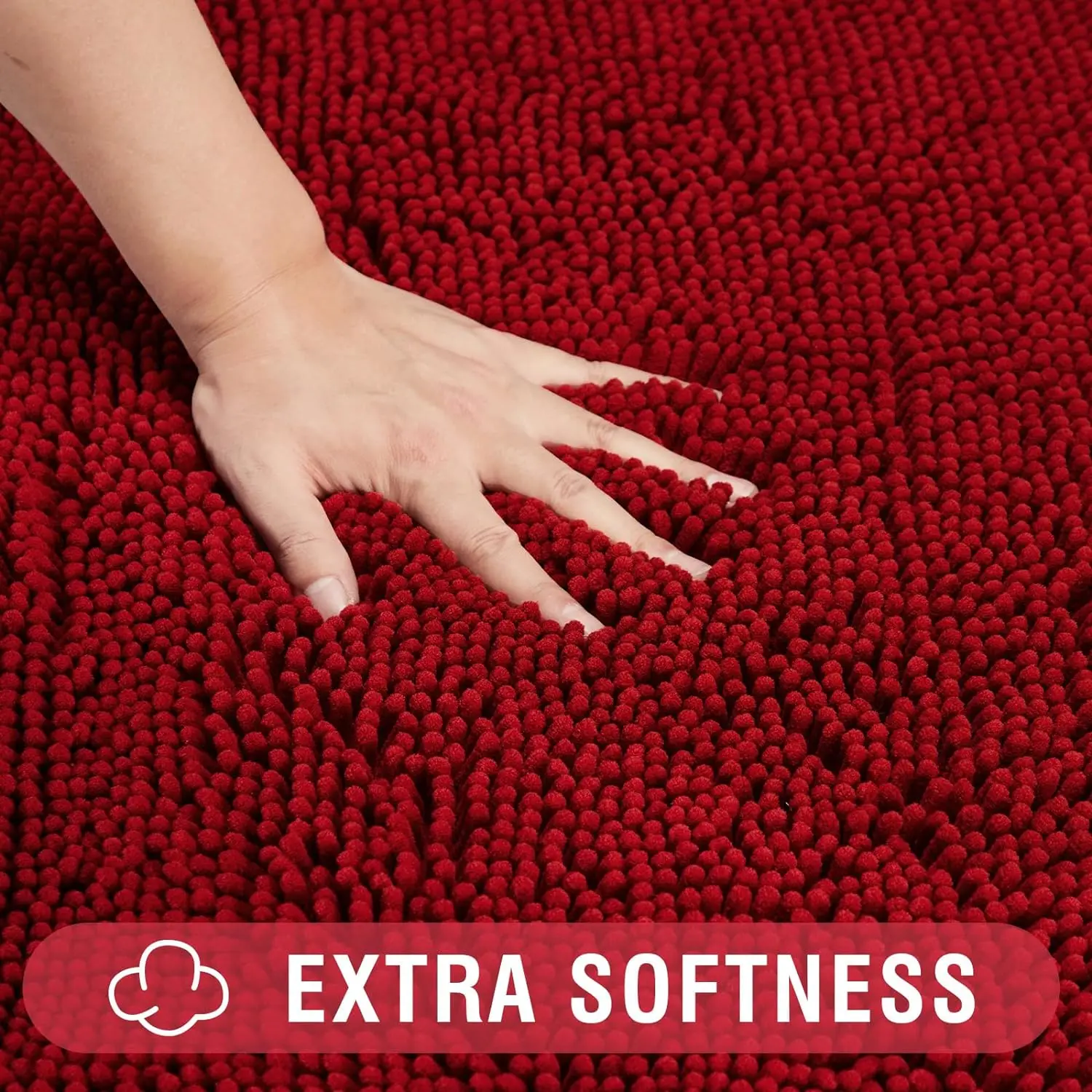 Christmas Soft Fluffy Chenille Red Carpet, Non-Slip Absorbent Bath Mat In Bathroom, Floor Mat At The Entrance Of The Living Room