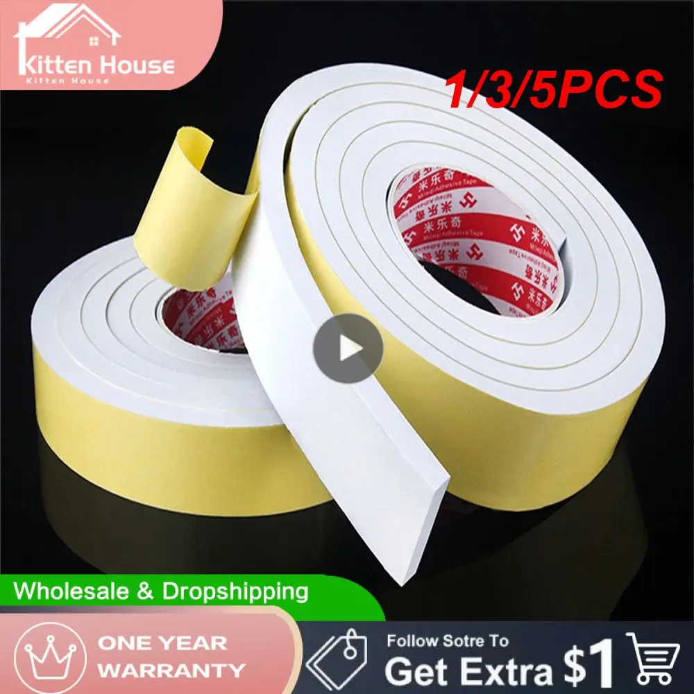 1/3/5PCS Single Side White Sealing Strip 1mm 2mm 3mm Thickness Self-adhesive Window Door Heat Insulation Anti Collision Foam