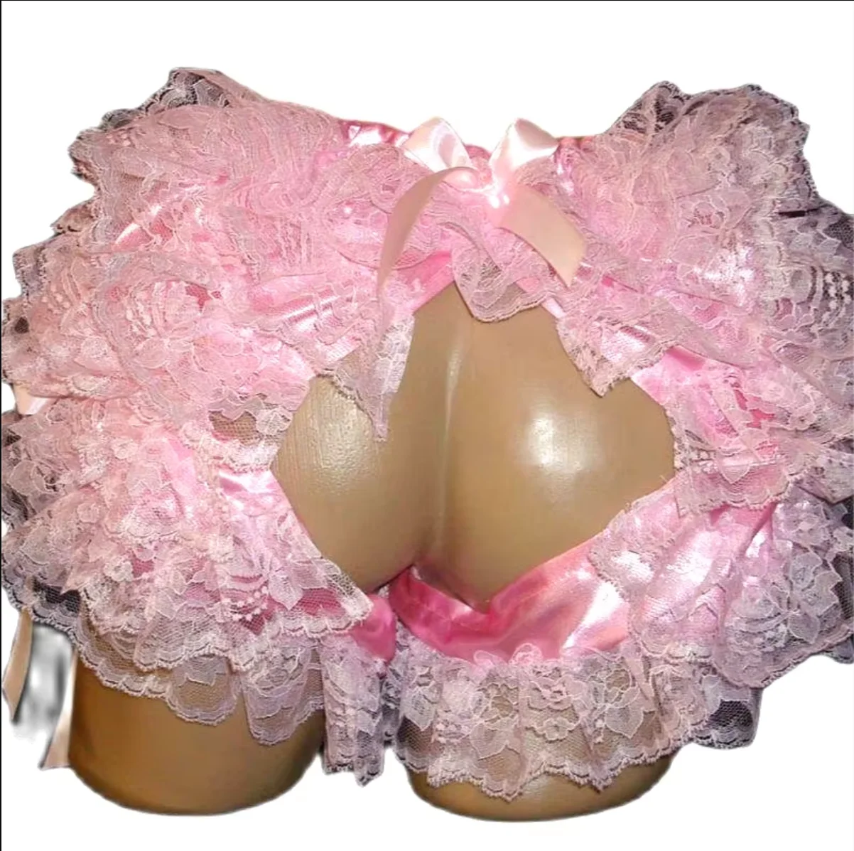 

Fashion Adult Giant Baby Sexy Maid Opening Pink Satin Lace Lining Sissy Dress Lining Custom Multi Color