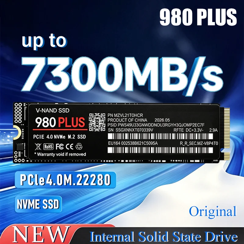980 PLUS M.2 NVMe SSD PCIe Gen4.0 X4 TLC 3D NAND 7300MB/s 500GB 1TB 2TB 4TB 2280 Gaming Drive For PC PS5 Laptop