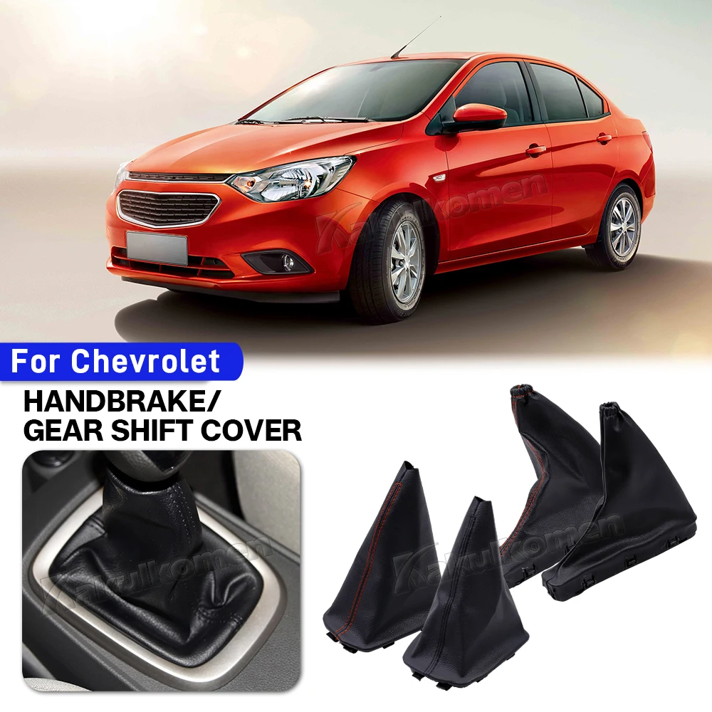 Car Shift Gear Stick Manual Handbrake Gaiter Shift Boot Black Leather Boot For Chevrolet Chevy Sail 3 III 2015-2018 Car Styling